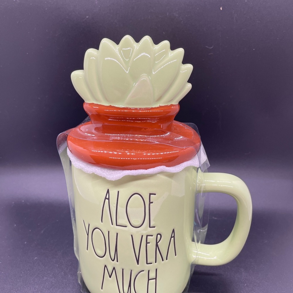 New Rae Dunn Aloe you Vera much mug with topper